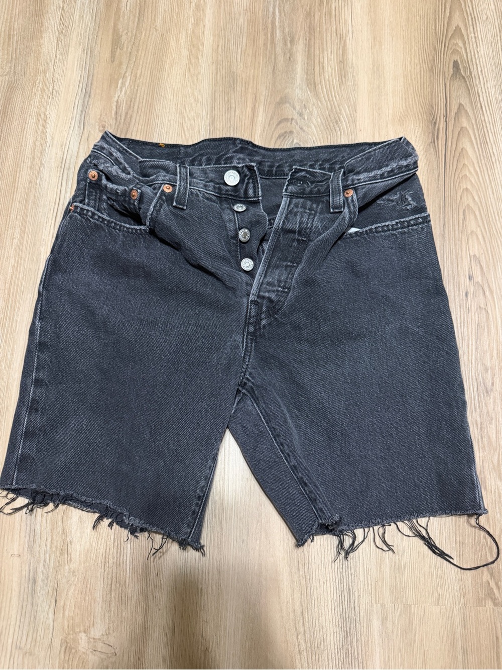 Levi's Black High-Rise Cutoff Denim Shorts